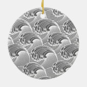  Japanse golven, grijs / grijs en wit Keramisch Ornament (Achterkant)