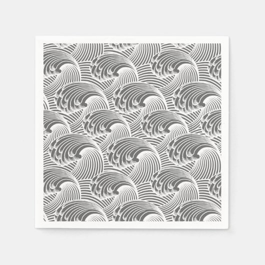 Japanse golven, grijs / grijs en wit Servetten (Voorkant)