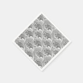 Japanse golven, grijs / grijs en wit Servetten (Hoek)