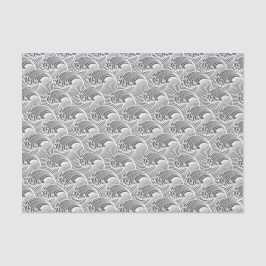 Japanse golven, grijs / grijs en wit Tissuepapier (Voorkant)