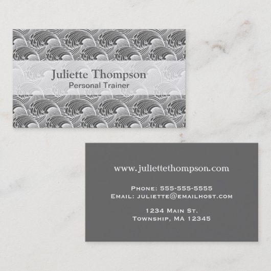  Japanse golven, grijs / grijs en wit Visitekaartje (Voorkant / Achterkant)