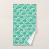 Japanse golven, Jade Green en White Bad Handdoek (Handdoek)