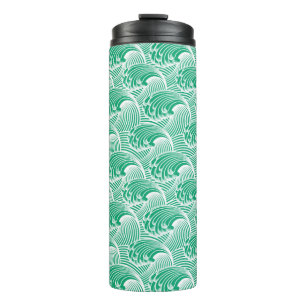 Japanse golven, Jade Green en White Thermosbeker