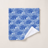 Japanse golven, kobalt blauw en wit Bad Handdoek (Wasdoekje)