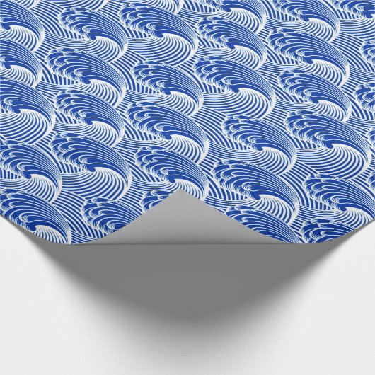  Japanse golven, kobalt blauw en wit Cadeaupapier (Hoek)