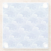  Japanse golven, kobalt blauw en wit  Glazen Onderzetter (Achterkant)