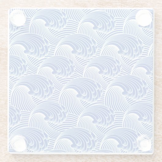  Japanse golven, kobalt blauw en wit  Glazen Onderzetter (Achterkant)