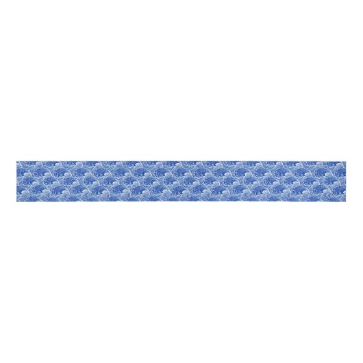  Japanse golven, kobalt blauw en wit Grosgrain Lint (Voorkant)