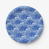  Japanse golven, kobalt blauw en wit Papieren Bordje (Voorkant)