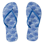  Japanse golven, kobalt blauw en wit Teenslippers (Voetbed)