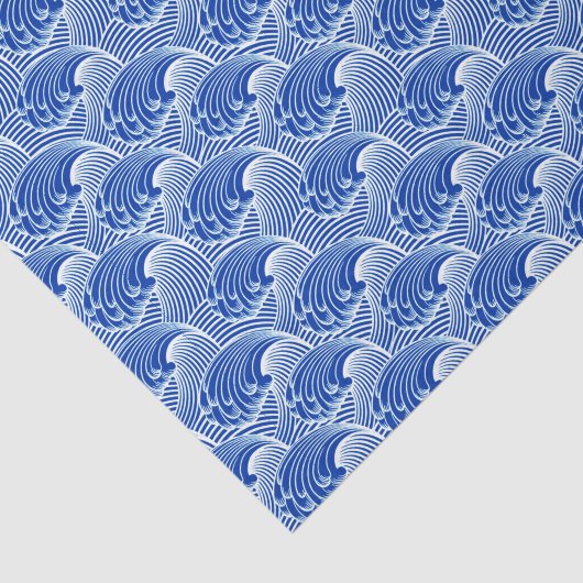 Japanse golven, kobalt blauw en wit Tissuepapier (Detail)