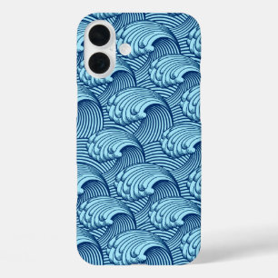  Japanse golven, marine en Sky Blue iPhone 16 Plus Hoesje