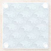  Japanse golven, marine en Sky Blue Glazen Onderzetter (Achterkant)