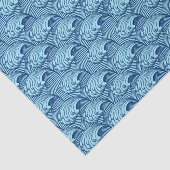  Japanse golven, marine en Sky Blue Tissuepapier (Detail)