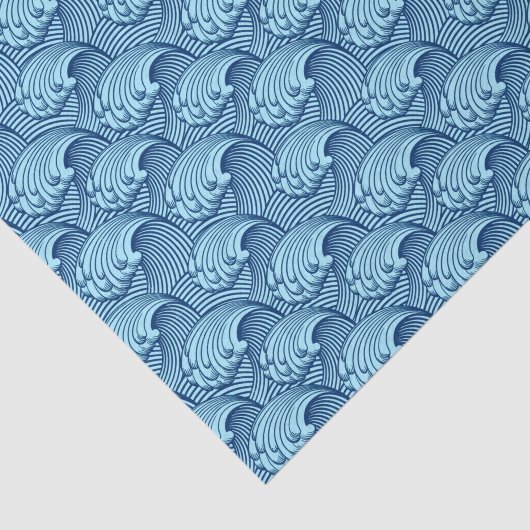  Japanse golven, marine en Sky Blue Tissuepapier (Detail)