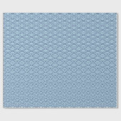 Japanse golven, marineblauw op pastblauw cadeaupapier (Vlak)