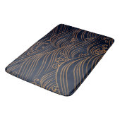Japanse golven Pattern Navy Blue en Gold Brown Badmat (Gekanteld)