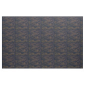 Japanse golven Pattern Navy Blue en Gold Brown Stof (Fat Quarter)