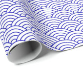 Japanse golven, Royal Blue op White Wrapping Paper Cadeaupapier (Rol Hoek)
