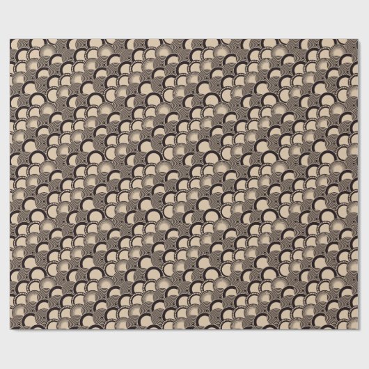 Japanse golven, schubben, ringen, zwart ivoor. cadeaupapier (Vlak)