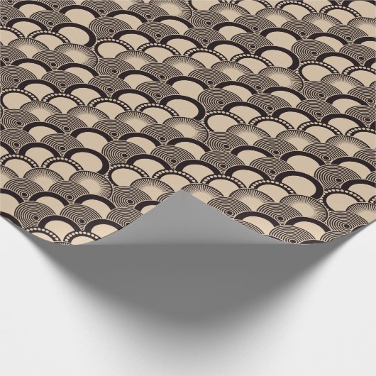 Japanse golven, schubben, ringen, zwart ivoor. cadeaupapier (Hoek)