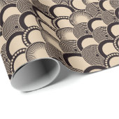 Japanse golven, schubben, ringen, zwart ivoor. cadeaupapier (Rol Hoek)