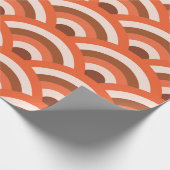 Japanse golven Seigaiha-patroon in sinaasappel bru Cadeaupapier (Hoek)