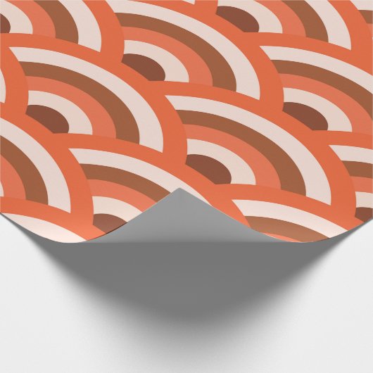 Japanse golven Seigaiha-patroon in sinaasappel bru Cadeaupapier (Hoek)