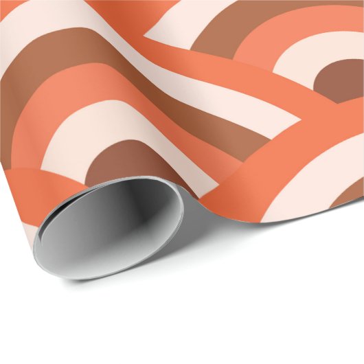 Japanse golven Seigaiha-patroon in sinaasappel bru Cadeaupapier (Rol Hoek)