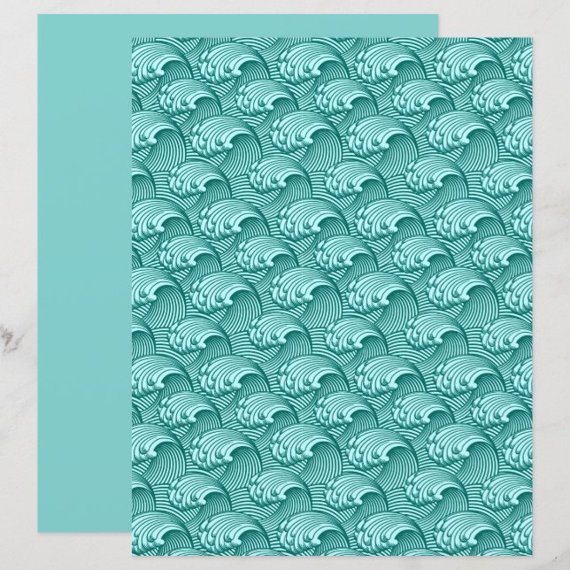  Japanse golven, Turquoise en Aqua (Voorkant / Achterkant)