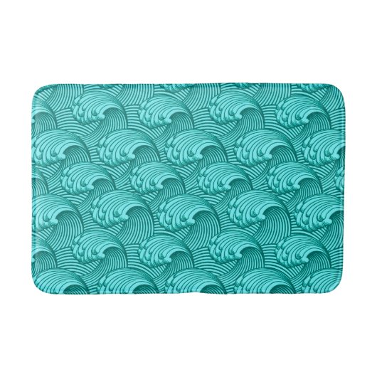 Japanse golven, Turquoise en Aqua Badmat (Voorkant)