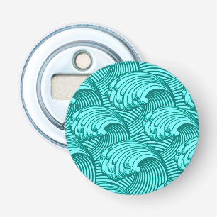 Japanse golven, Turquoise en Aqua Button Flesopener