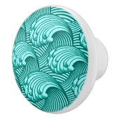  Japanse golven, Turquoise en Aqua Keramische Knop (Rechts)