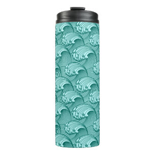 Japanse golven, Turquoise en Aqua Thermosbeker