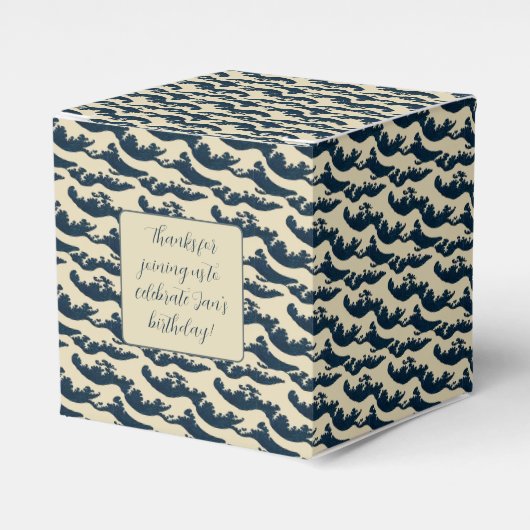 Japanse golven vierkant voor doos bedankdoosjes (Voorkant Zijde)