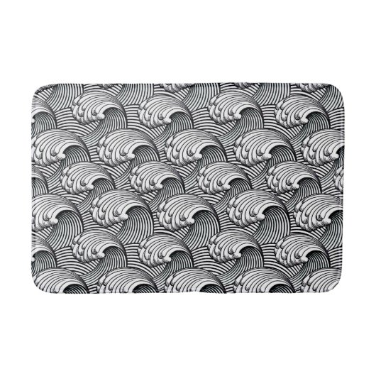  Japanse golven, zwart en wit Badmat (Voorkant)