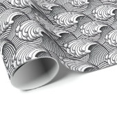  Japanse golven, zwart en wit Cadeaupapier (Rol Hoek)