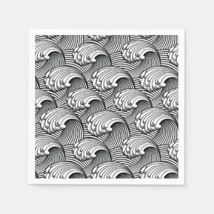  Japanse golven, zwart en wit Servetten