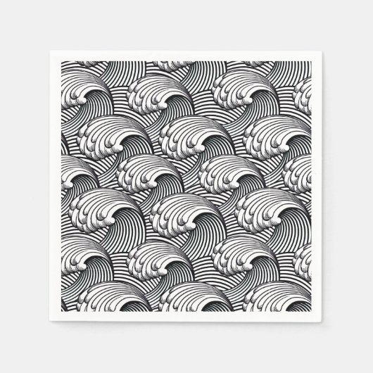 Japanse golven, zwart en wit Servetten (Voorkant)