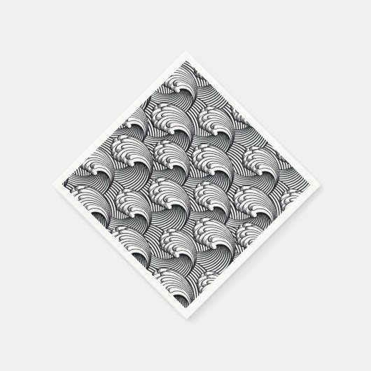  Japanse golven, zwart en wit Servetten (Hoek)