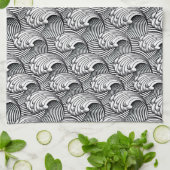  Japanse golven, zwarte en witte keuken naar Theedoek (Gevouwen)