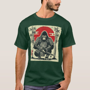 Japanse Gorilla Samurai Vintage Krijger Kunst Mann T-shirt