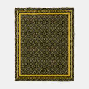 Japanse Goud & Zwarte Hanabishi-patroon Fleece Deken