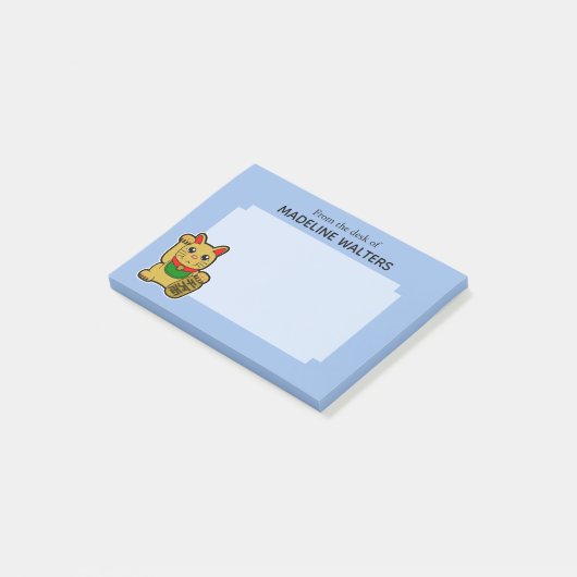 Japanse gouden bekoning kat gepersonaliseerd post-it® notes (Schuin)