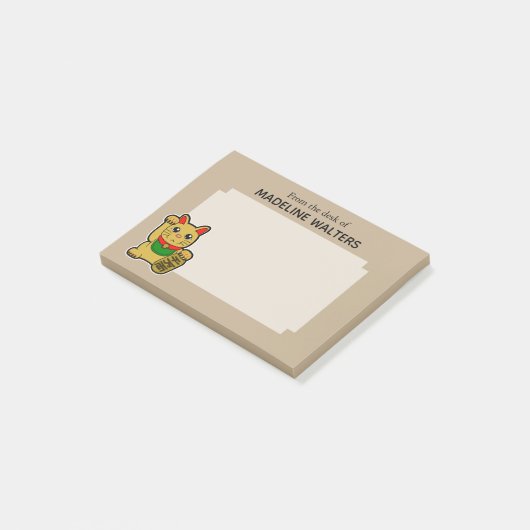 Japanse gouden bekoning kat gepersonaliseerd post-it® notes (Schuin)