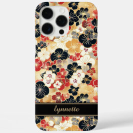 Japanse Gouden Bloempatroon met Monogram iPhone 16 Pro Max Hoesje