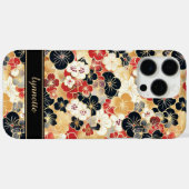 Japanse Gouden Bloempatroon met Monogram Case-Mate iPhone Case (Achterkant (horizontaal))