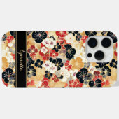 Japanse Gouden Bloempatroon met Monogram Case-Mate iPhone Case (Achterkant (horizontaal))