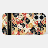 Japanse Gouden Bloempatroon met Monogram Case-Mate iPhone Case (Achterkant (horizontaal))