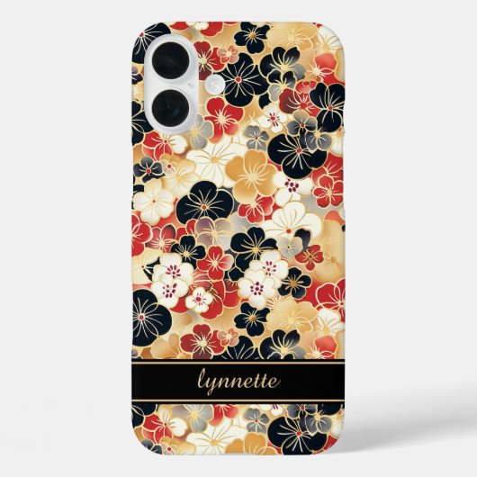 Japanse Gouden Bloempatroon met Monogram Case-Mate iPhone Case (Achterkant)